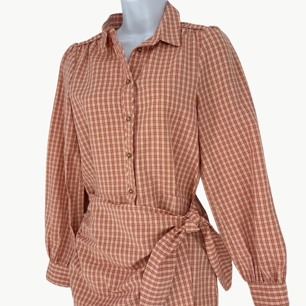 Sézane Jamey Linen Blend Wrap Shirt Mini Dress Size EU 36 US 4 Rose Pink - Picture 8 of 14